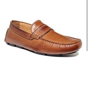 NIB Men's Alfani Brown Leather Loafer Shoes 12